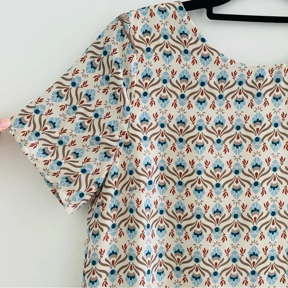 Lulus Botanical Beauty Beige Print Shift Dress Short Sleeves Mini Dress - Picture 4 of 16